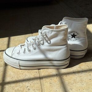 BNWOT Converse White High Top Canvas Sneakers with Black Trim